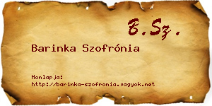 Barinka Szofrónia névjegykártya