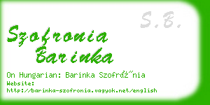 szofronia barinka business card
